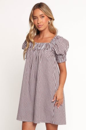 Kennedy Smock Mini Dress – Chocolate Gingham