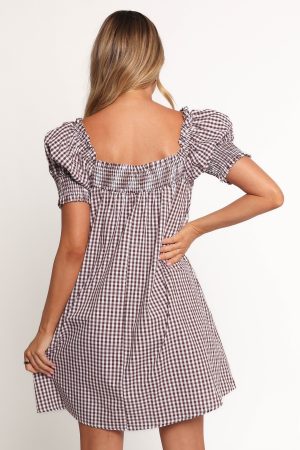 Kennedy Smock Mini Dress – Chocolate Gingham