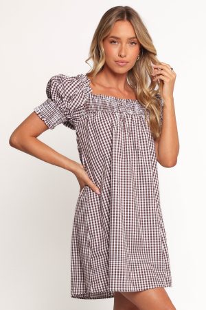 Kennedy Smock Mini Dress – Chocolate Gingham