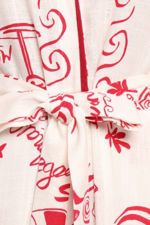 Kensie Tie Waist Romper – Red