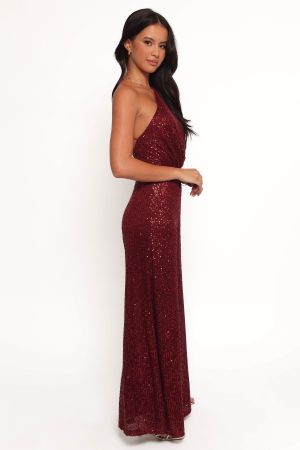 Khianna Sequin One Shoulder Jumpsuit – Red