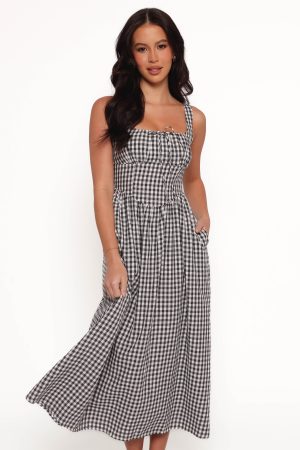 Kinslee Midi Dress – Black Gingham