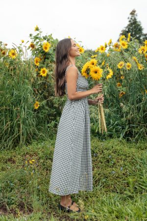 Kinslee Midi Dress – Black Gingham
