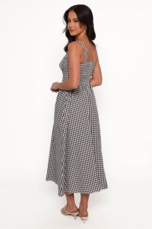 Kinslee Midi Dress – Black Gingham