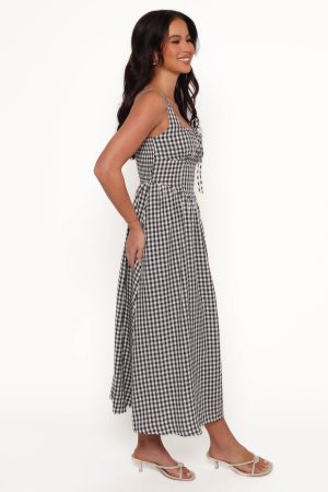 Kinslee Midi Dress – Black Gingham