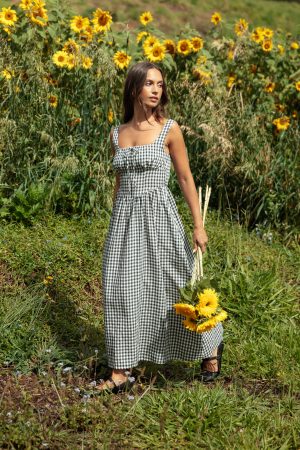 Kinslee Midi Dress – Black Gingham
