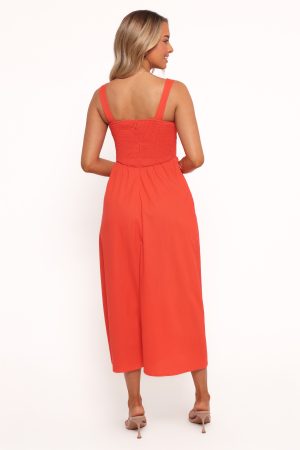 Kinslee Midi Dress – Coral