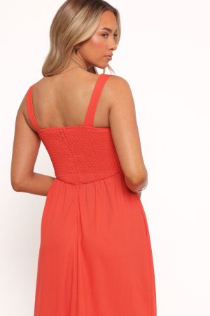 Kinslee Midi Dress – Coral