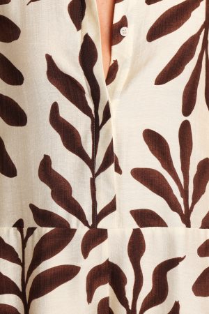 Kiya Drop Waist Playsuit – Brown Palm