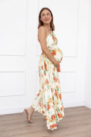 Kleo One Shoulder Maxi Dress – Yellow Floral