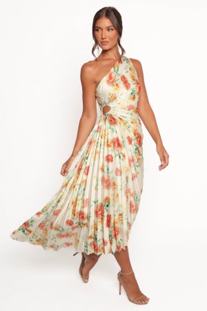 Kleo One Shoulder Maxi Dress – Yellow Floral