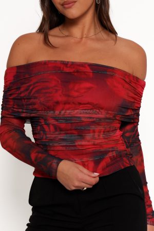 Koa Off Shoulder Top – Rose Print