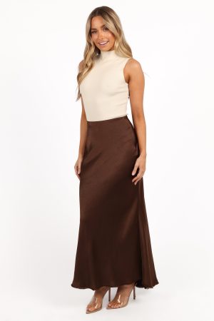 Kora Midi Skirt – Brown