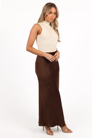 Kora Midi Skirt – Brown