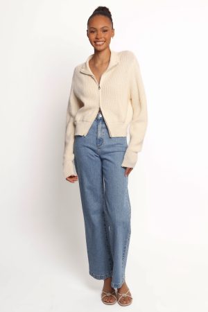 Kourtney Zip Cardigan – Cream