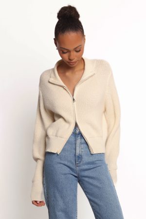 Kourtney Zip Cardigan – Cream