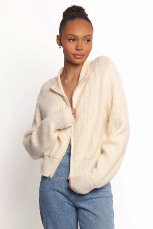 Kourtney Zip Cardigan – Cream