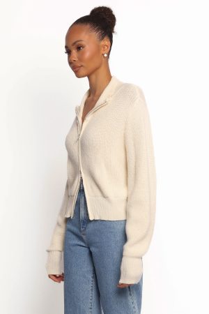 Kourtney Zip Cardigan – Cream