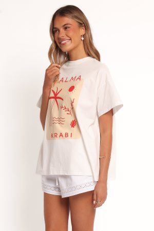 Krabi Beach Graphic Tee – White