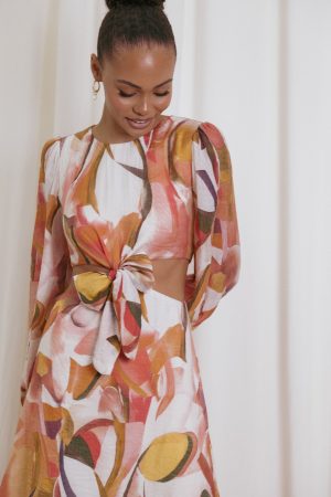 Laquin Long Sleeve Maxi Dress – Pink