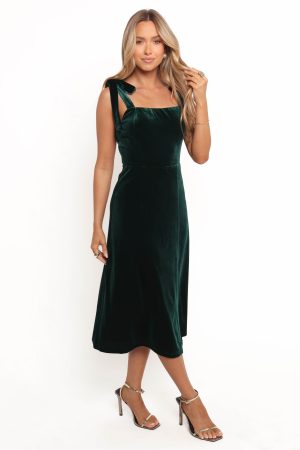 Laurel Velvet Midi Dress – Emerald Green