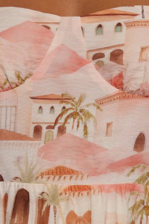 Laurette Midi Dress – Tan Print