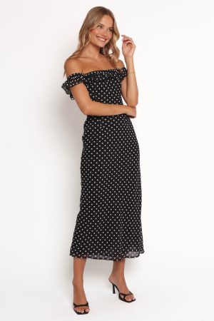 Layana Midi Dress – Black/White