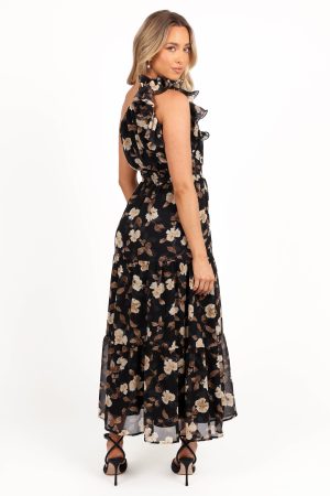 Layley One Shoulder Maxi Dress – Black Floral