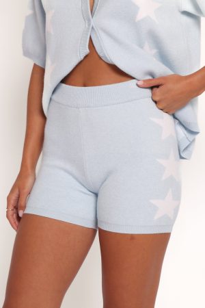 Lela Knitted Shorts – Light Blue Stars