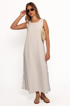 Lennie Midi Dress – Cream Blue