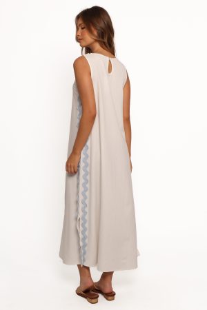 Lennie Midi Dress – Cream Blue
