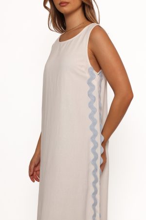 Lennie Midi Dress – Cream Blue