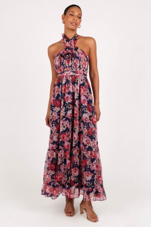 Lennon Halterneck Maxi Dress – Navy Floral