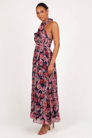 Lennon Halterneck Maxi Dress – Navy Floral