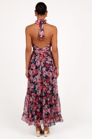 Lennon Halterneck Maxi Dress – Navy Floral