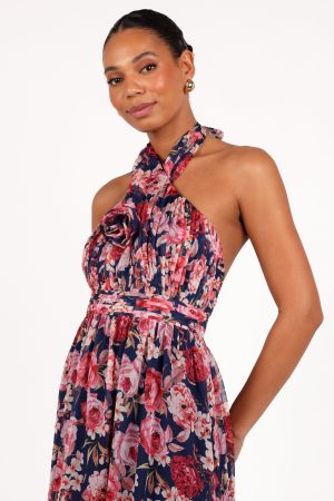 Lennon Halterneck Maxi Dress – Navy Floral