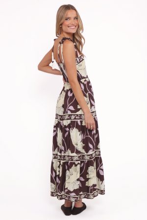 Leonor Maxi Dress – Yellow Brown Floral
