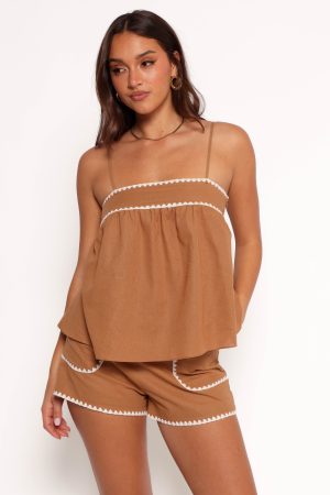 Lila Short Set – Tan White
