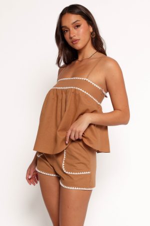 Lila Short Set – Tan White
