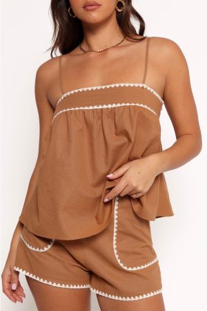 Lila Short Set – Tan White