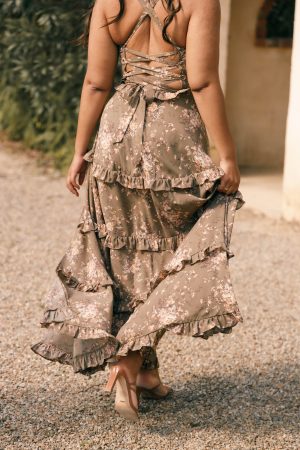 Lillee Tiered Maxi Dress – Olive Print