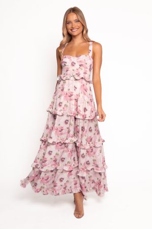 Lillee Tiered Maxi Dress – Pink Bloom