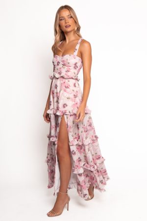 Lillee Tiered Maxi Dress – Pink Bloom