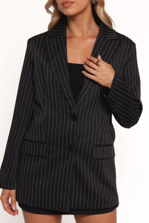 Livia Striped Blazer – Black