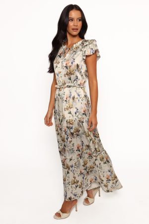 Lizzie Midi Dress – Cream Floral