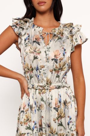Lizzie Midi Dress – Cream Floral