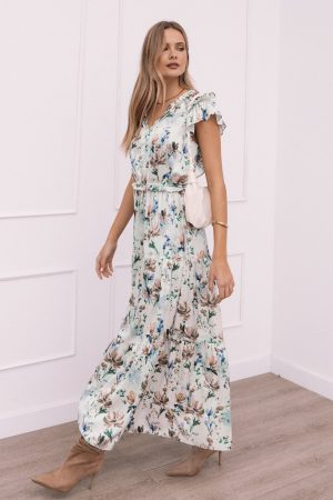 Lizzie Midi Dress – Cream Floral