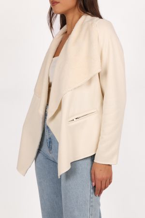 Lopez Faux Sherling Jacket – Cream