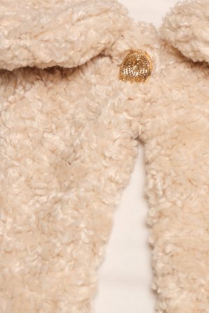 Lucie Faux Fur Crop Jacket – Cream