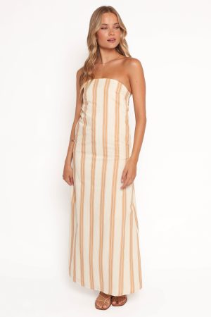 Luisa Midi Dress – Brown Stripe